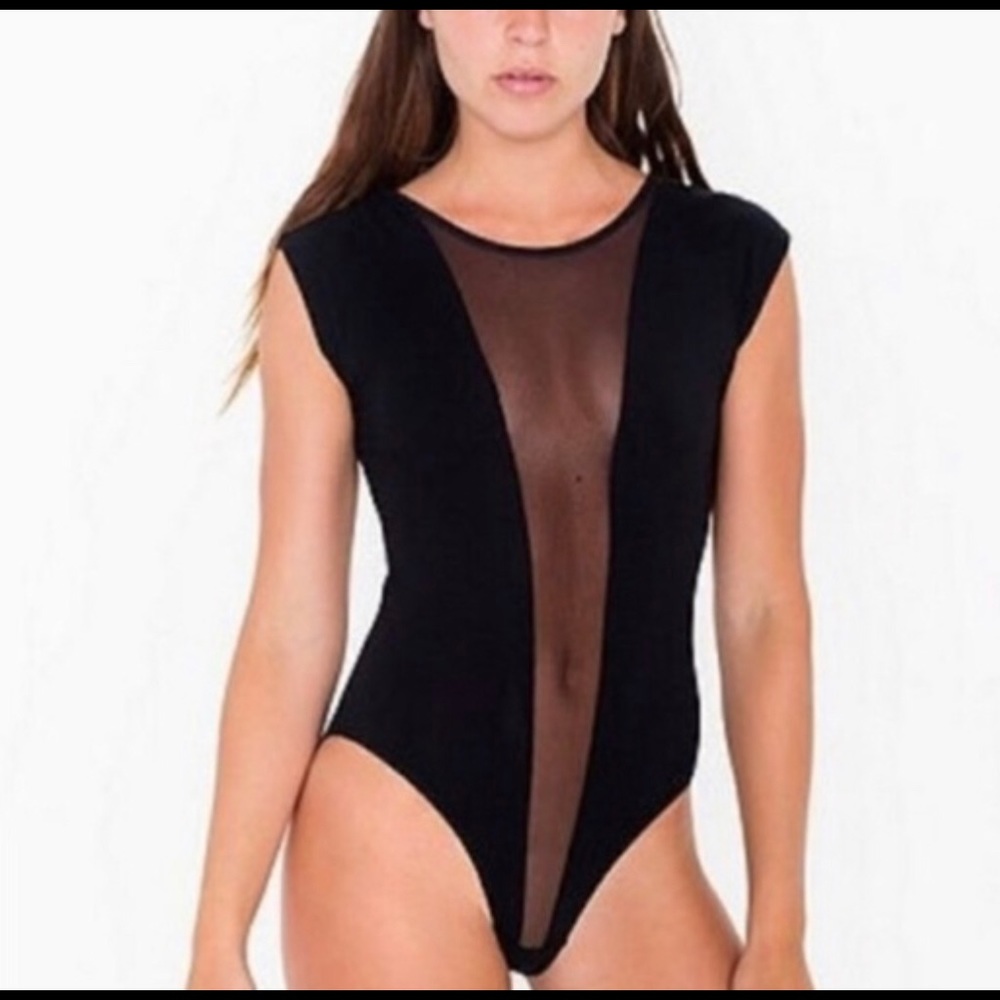 AMERICAN APPAREL mesh V-neck bodysuit